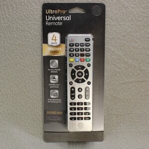 GE UltraPro Universal Remote 4-Device Silver New 33709 Brushed Designer Finish
